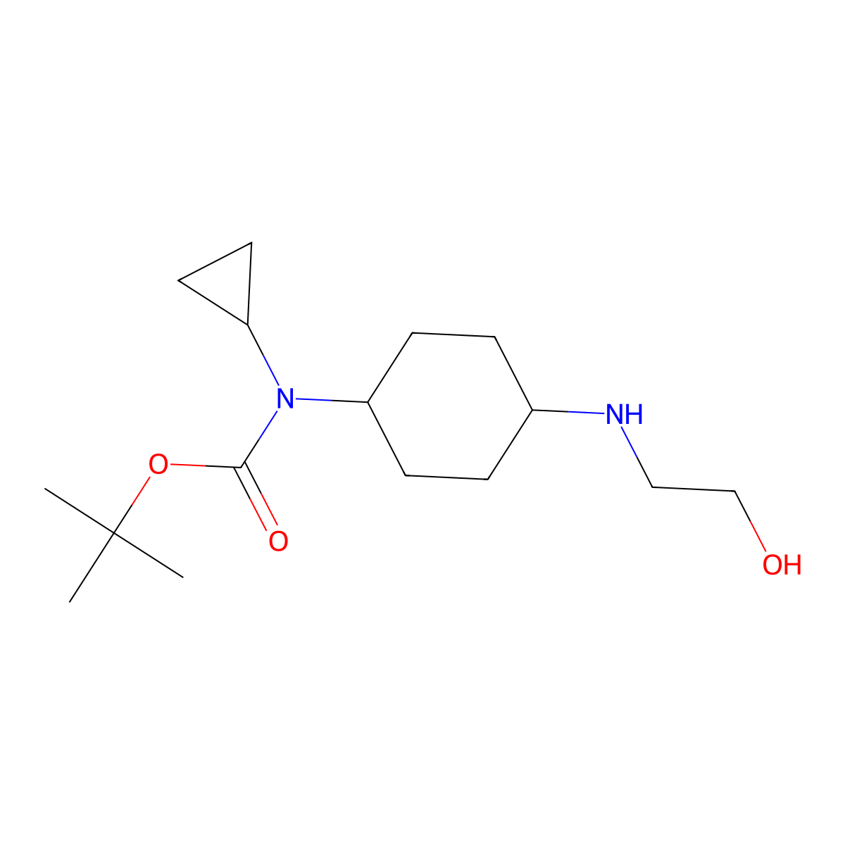 Cyclopropyl-[4-(2-hydroxy-ethylamino)-cyclohexyl]-carbamic acid tert-butyl ester molecular structure, CAS 1353944-21-4