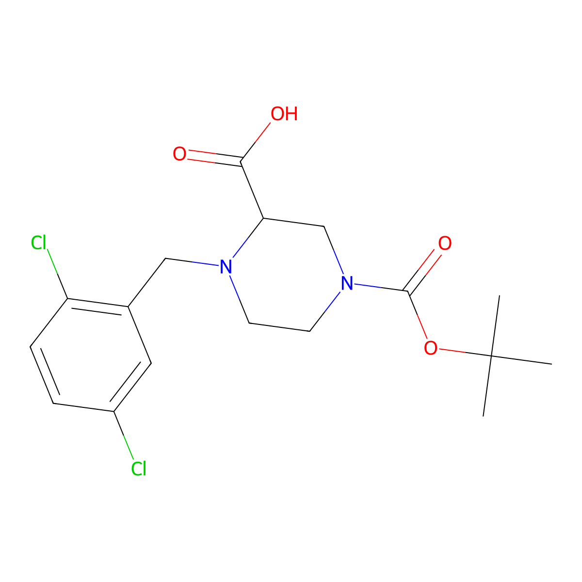 4-(tert-Butoxycarbonyl)-1-(2,5-dichlorobenzyl)piperazine-2-carboxylic acid molecular structure, CAS 1353944-24-7