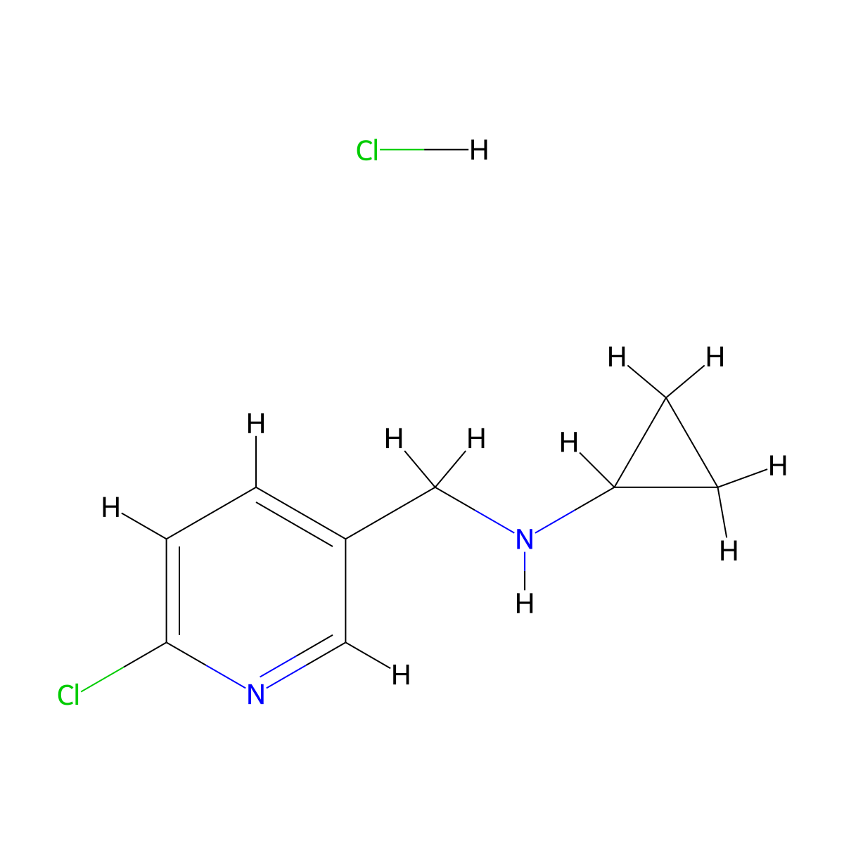 N-((6-Chloropyridin-3-yl)methyl)cyclopropanamine hydrochloride molecular structure, CAS 1353944-89-4