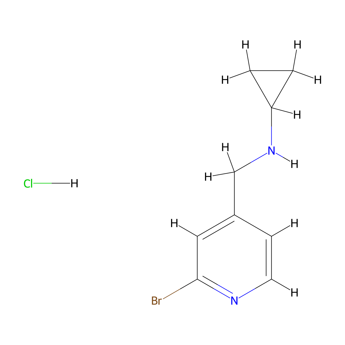 (2-Bromo-pyridin-4-ylmethyl)-cyclopropyl-amine hydrochloride molecular structure, CAS 1353944-95-2