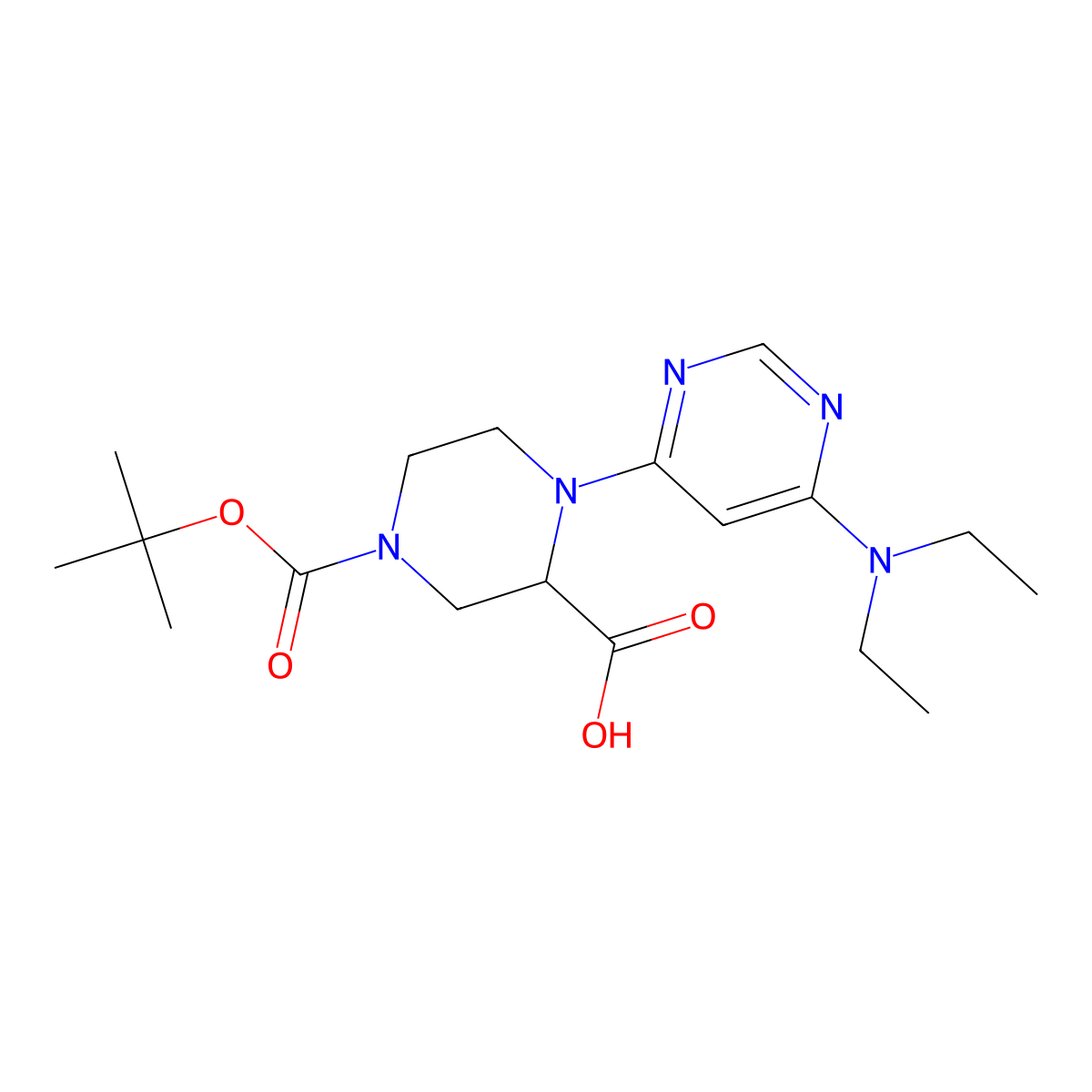 4-(tert-Butoxycarbonyl)-1-(6-(diethylamino)pyrimidin-4-yl)piperazine-2-carboxylic acid molecular structure, CAS 1353944-99-6