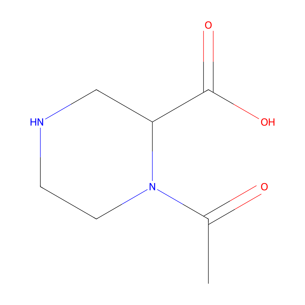 1-Acetyl-piperazine-2-carboxylic acid molecular structure, CAS 1353945-09-1