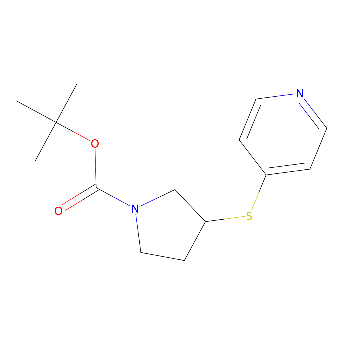 3-(Pyridin-4-ylsulfanyl)-pyrrolidine-1-carboxylic acid tert-butyl ester molecular structure, CAS 1353945-12-6