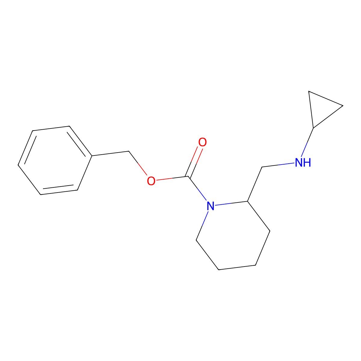 2-Cyclopropylaminomethyl-piperidine-1-carboxylic acid benzyl ester molecular structure, CAS 1353945-15-9