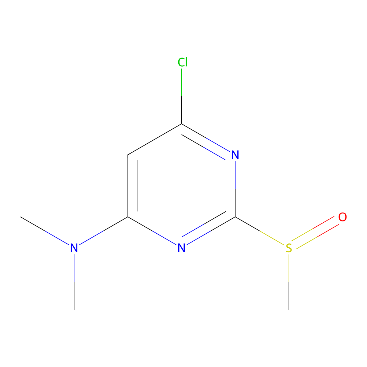 6-Chloro-N,N-dimethyl-2-(methylsulfinyl)pyrimidin-4-amine molecular structure, CAS 1353945-21-7