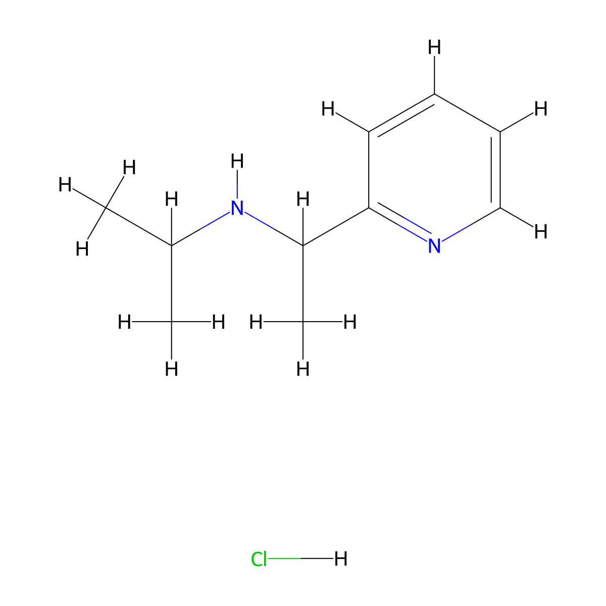 N-(1-(pyridin-2-yl)ethyl)propan-2-amine hydrochloride molecular structure, CAS 1353945-43-3