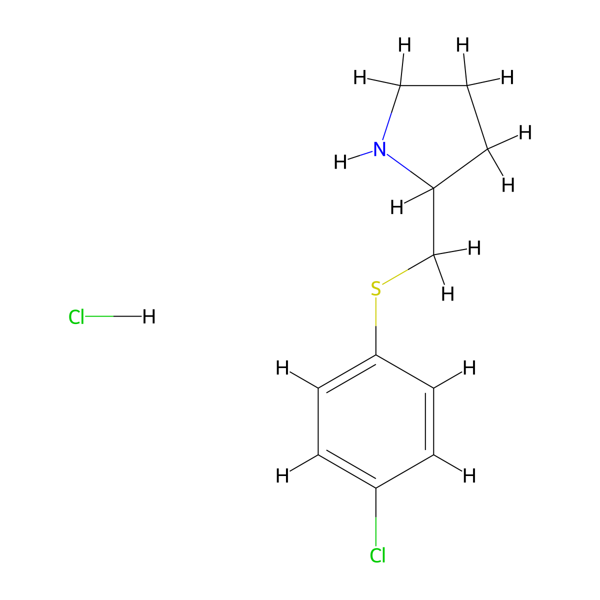 2-(((4-Chlorophenyl)thio)methyl)pyrrolidine hydrochloride molecular structure, CAS 1353945-59-1