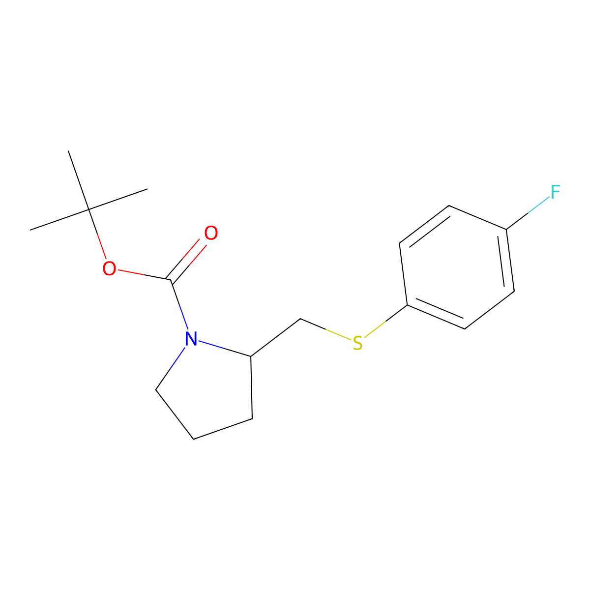 tert-Butyl 2-(((4-fluorophenyl)thio)methyl)pyrrolidine-1-carboxylate molecular structure, CAS 1353945-63-7