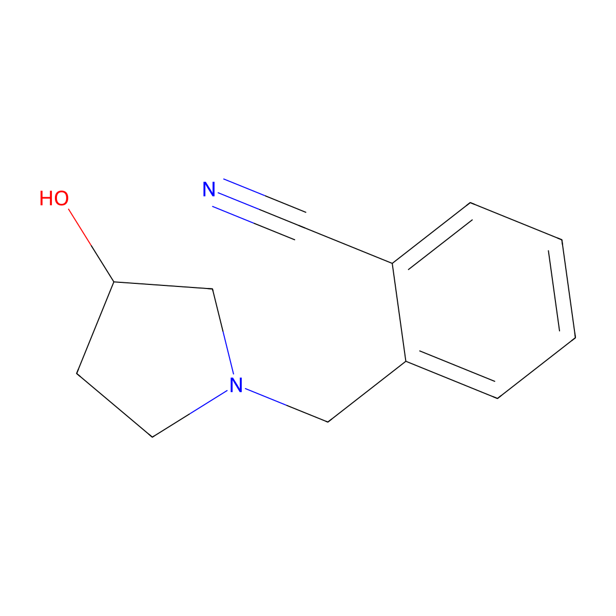 2-((3-Hydroxypyrrolidin-1-yl)methyl)benzonitrile molecular structure, CAS 1353945-70-6