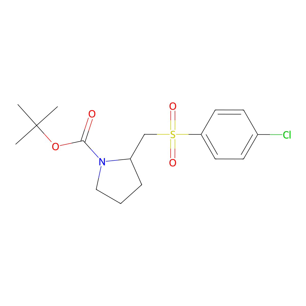 tert-Butyl 2-(((4-chlorophenyl)sulfonyl)methyl)pyrrolidine-1-carboxylate molecular structure, CAS 1353945-74-0