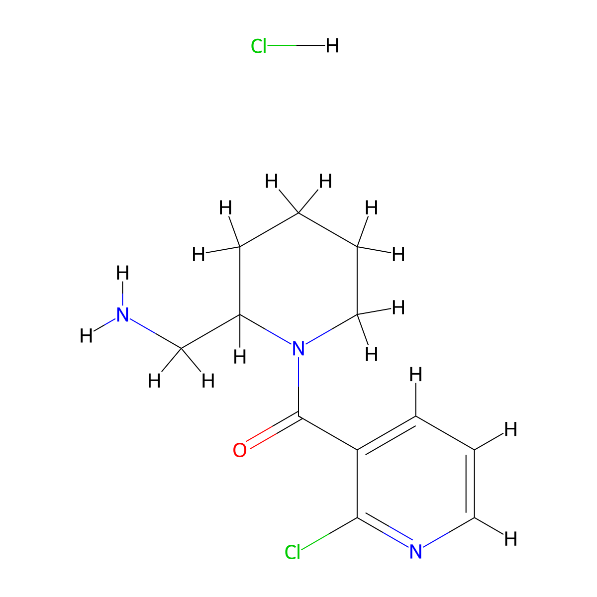 (2-(Aminomethyl)piperidin-1-yl)(2-chloropyridin-3-yl)methanone hydrochloride molecular structure, CAS 1353945-84-2