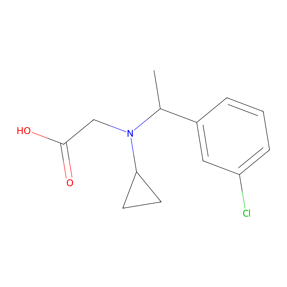 {[1-(3-Chloro-phenyl)-ethyl]-cyclopropyl-amino}-acetic acid molecular structure, CAS 1353946-08-3