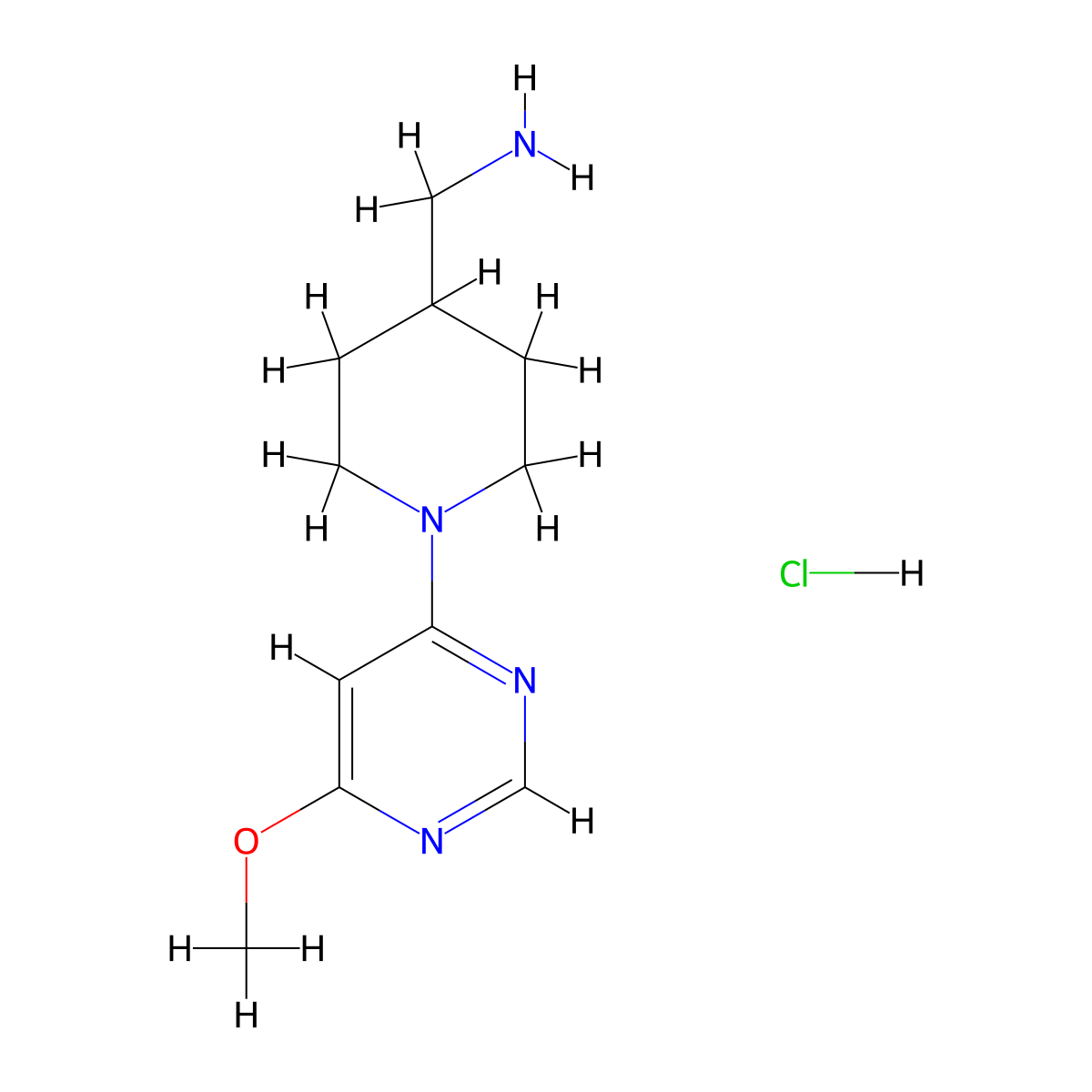 (1-(6-Methoxypyrimidin-4-yl)piperidin-4-yl)methanamine hydrochloride molecular structure, CAS 1353946-17-4