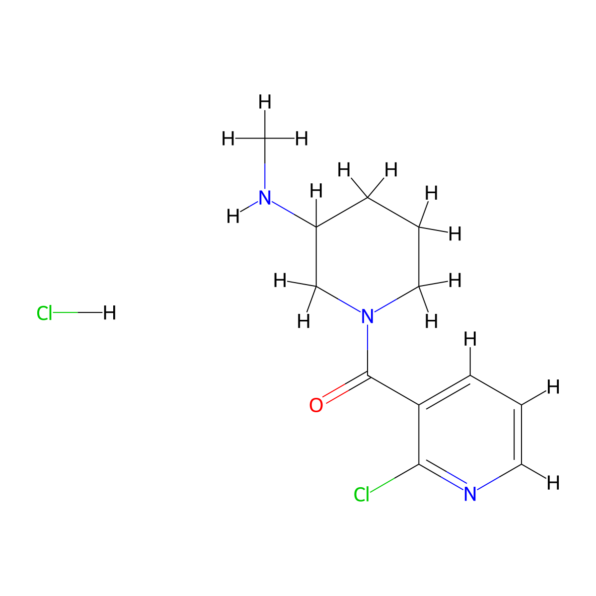(2-Chloropyridin-3-yl)(3-(methylamino)piperidin-1-yl)methanone hydrochloride molecular structure, CAS 1353946-26-5