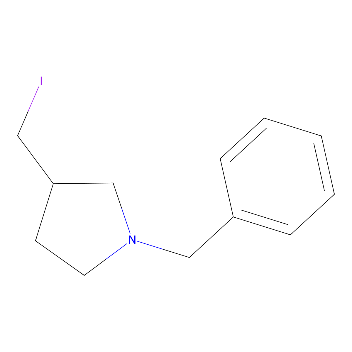 1-Benzyl-3-(iodomethyl)pyrrolidine molecular structure, CAS 1353946-42-5