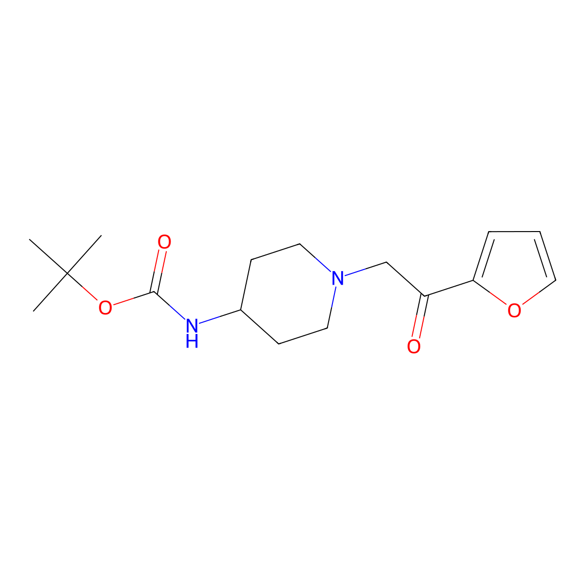 tert-Butyl (1-(2-(furan-2-yl)-2-oxoethyl)piperidin-4-yl)carbamate molecular structure, CAS 1353946-44-7
