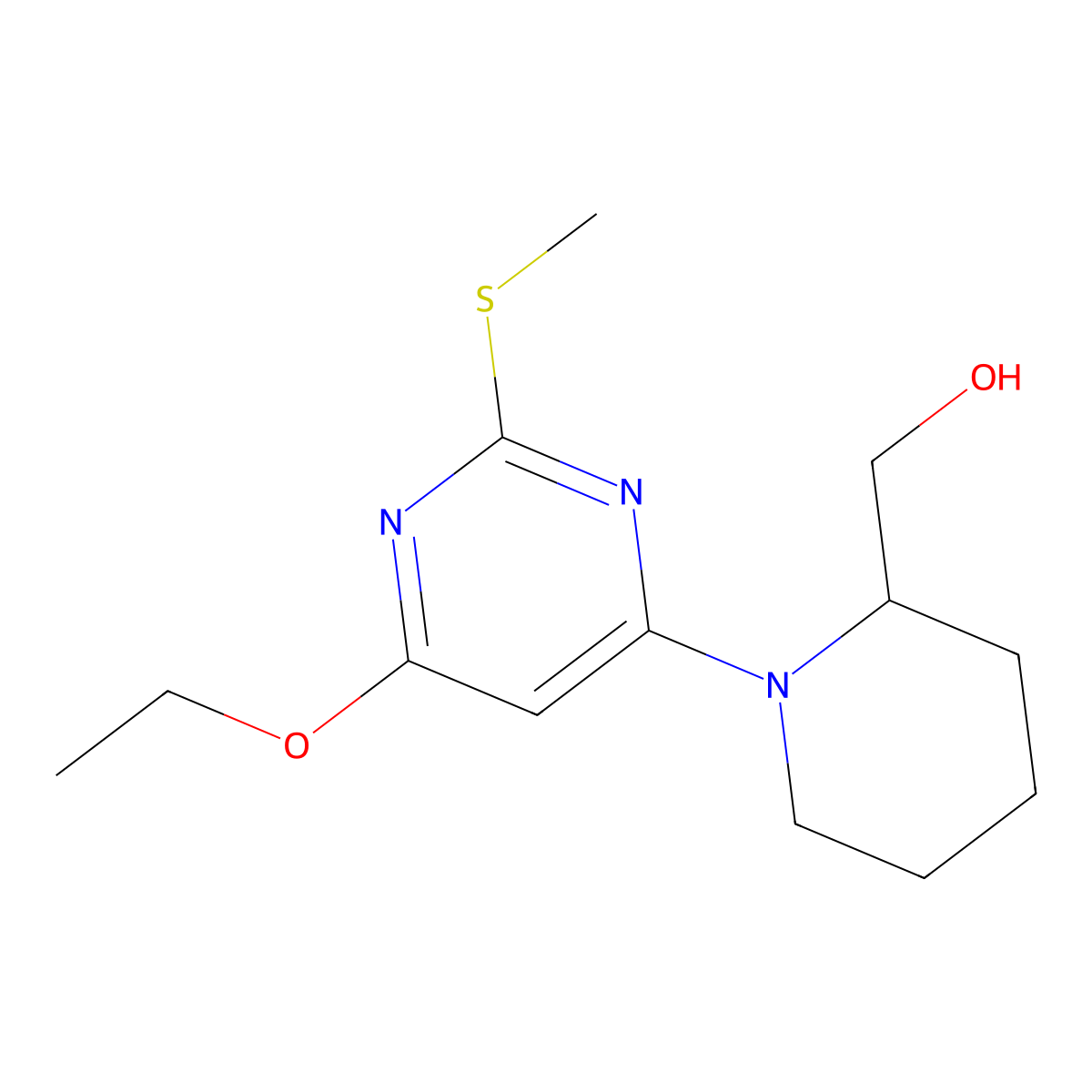 (1-(6-Ethoxy-2-(methylthio)pyrimidin-4-yl)piperidin-2-yl)methanol molecular structure, CAS 1353946-46-9