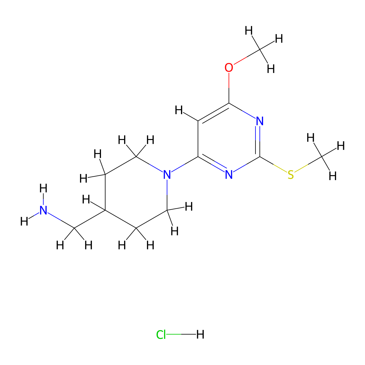(1-(6-Methoxy-2-(methylthio)pyrimidin-4-yl)piperidin-4-yl)methanamine hydrochloride molecular structure, CAS 1353946-63-0