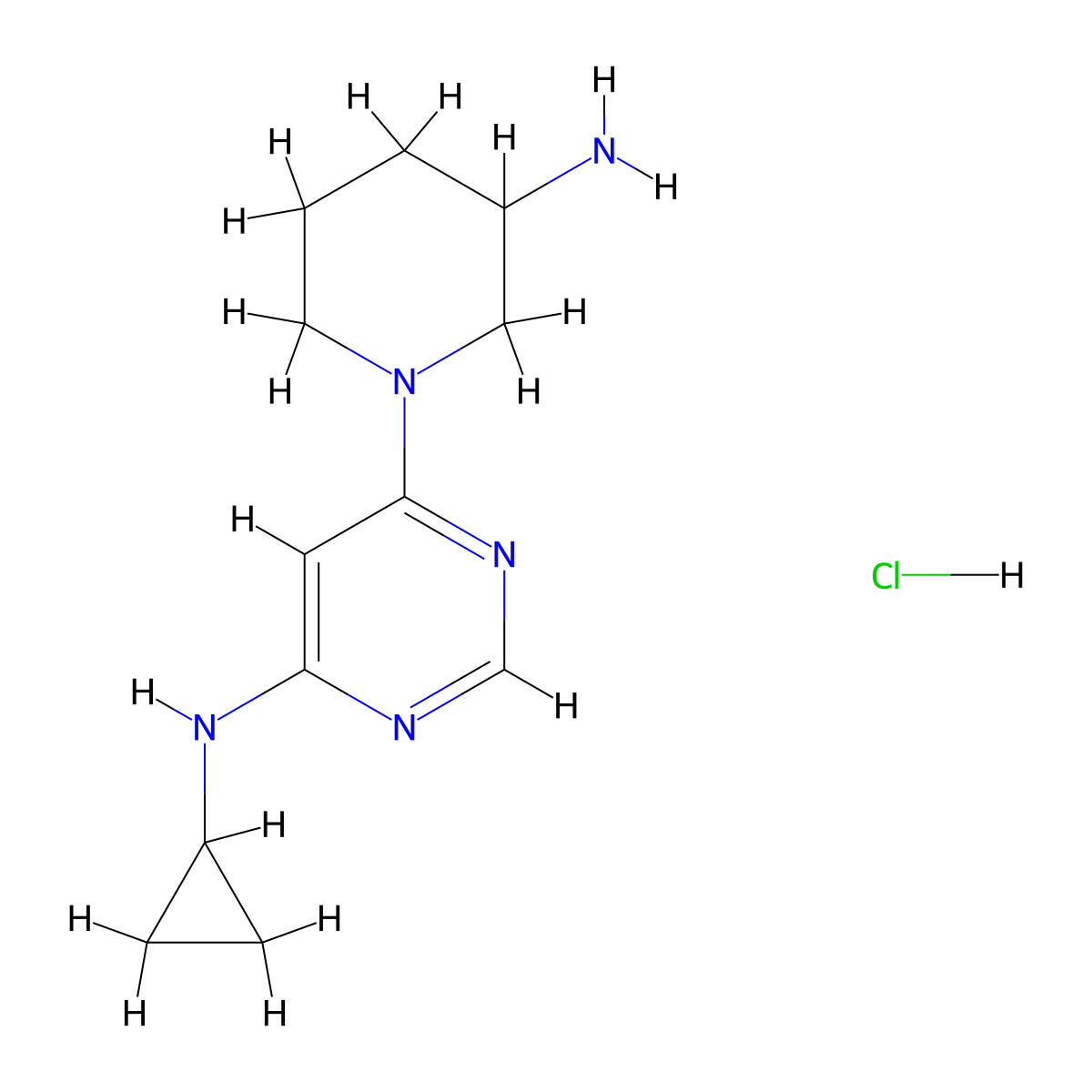6-(3-Aminopiperidin-1-yl)-N-cyclopropylpyrimidin-4-amine hydrochloride molecular structure, CAS 1353946-78-7