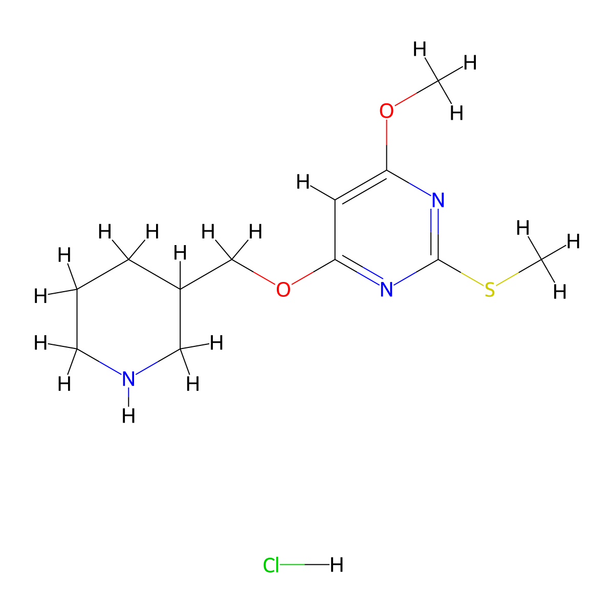 4-Methoxy-2-(methylthio)-6-(piperidin-3-ylmethoxy)pyrimidine hydrochloride molecular structure, CAS 1353946-81-2