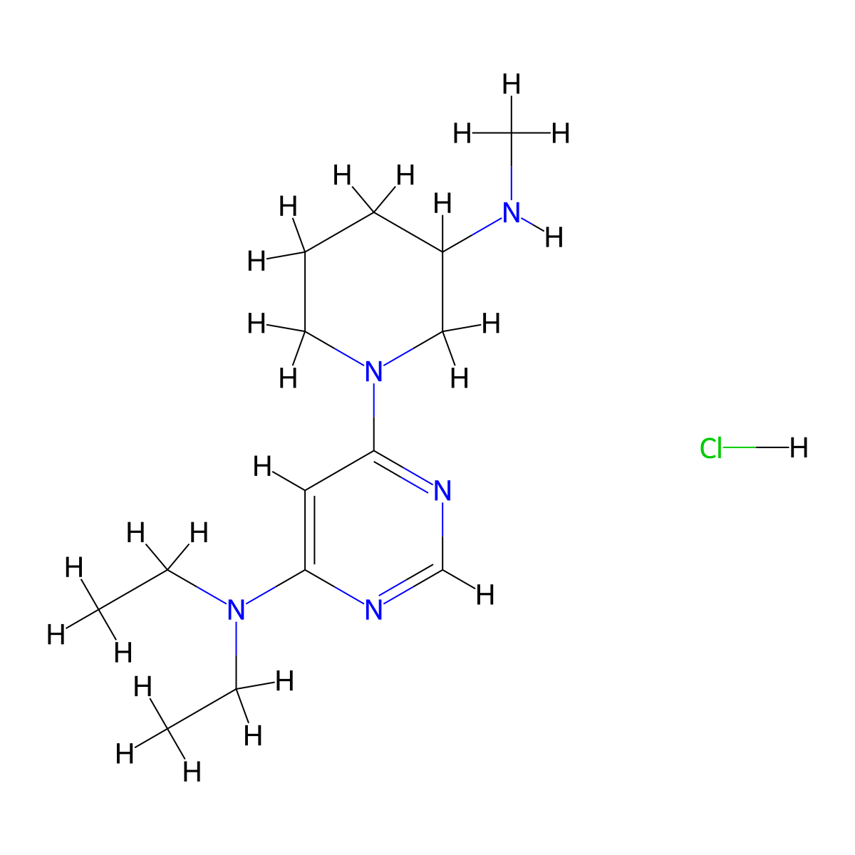 N,N-Diethyl-6-(3-(methylamino)piperidin-1-yl)pyrimidin-4-amine hydrochloride molecular structure, CAS 1353947-01-9