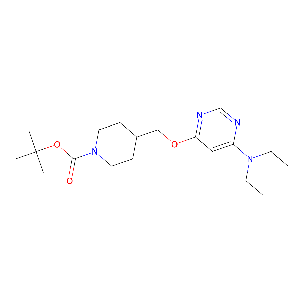 tert-Butyl 4-(((6-(diethylamino)pyrimidin-4-yl)oxy)methyl)piperidine-1-carboxylate molecular structure, CAS 1353947-42-8
