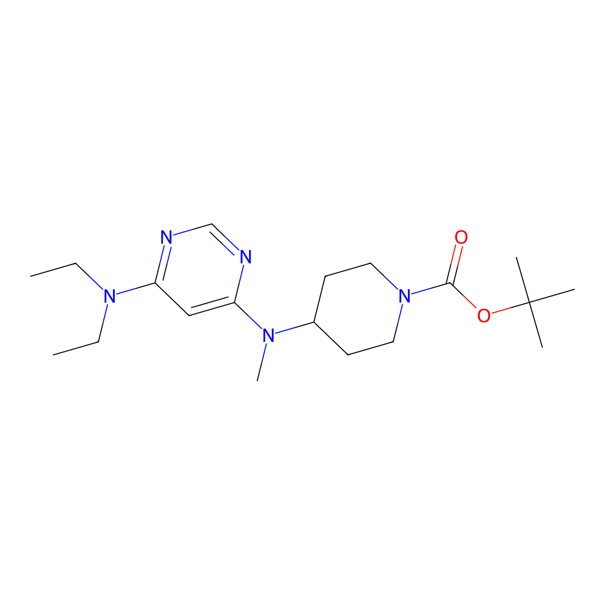 tert-Butyl 4-((6-(diethylamino)pyrimidin-4-yl)(methyl)amino)piperidine-1-carboxylate molecular structure, CAS 1353947-49-5