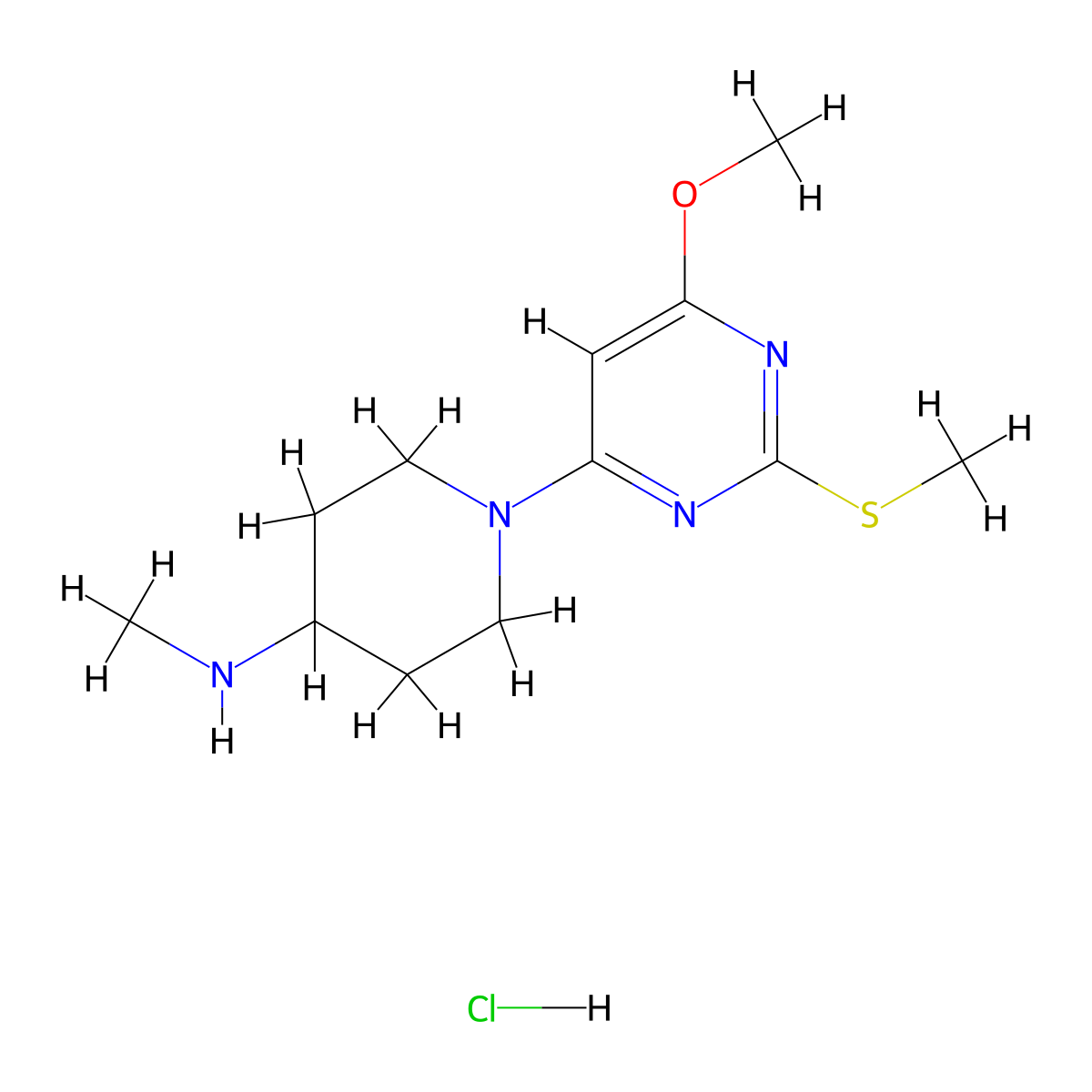 1-(6-Methoxy-2-(methylthio)pyrimidin-4-yl)-N-methylpiperidin-4-amine hydrochloride molecular structure, CAS 1353947-62-2