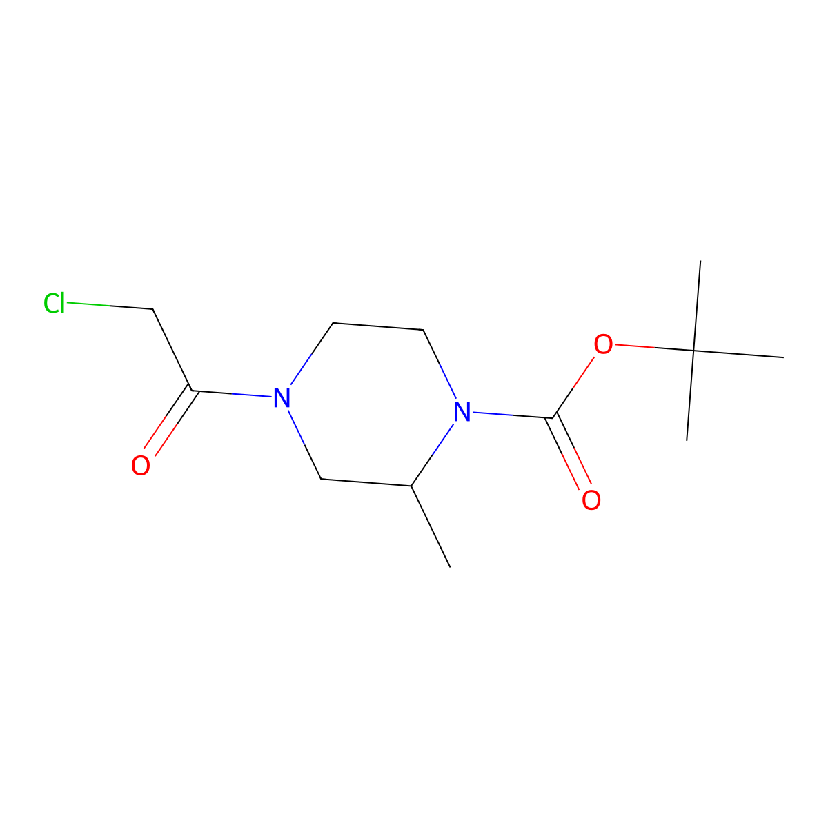 Tert-butyl 4-(2-chloroacetyl)-2-methylpiperazine-1-carboxylate molecular structure, CAS 1353947-81-5