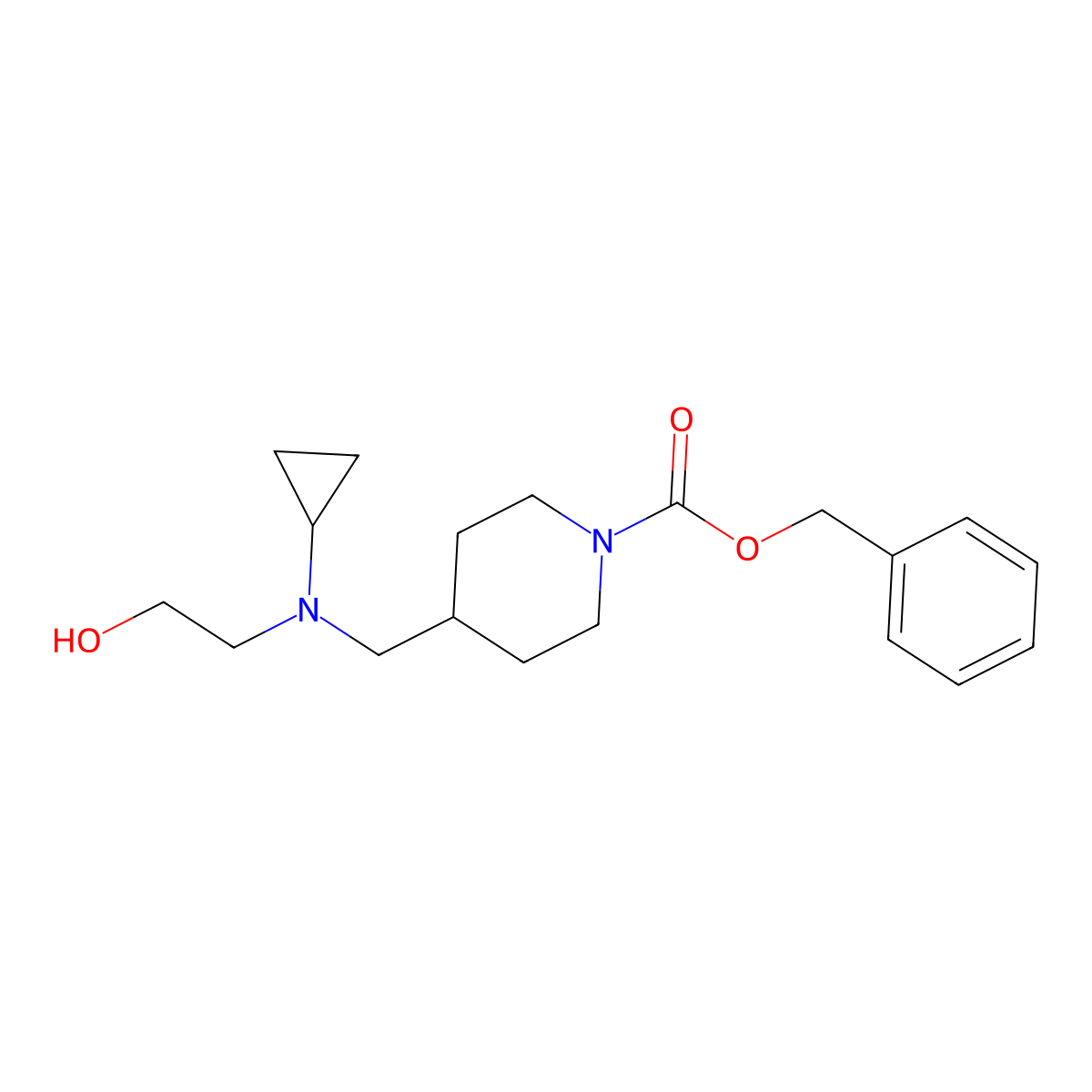 Benzyl 4-((cyclopropyl(2-hydroxyethyl)amino)methyl)piperidine-1-carboxylate molecular structure, CAS 1353947-86-0