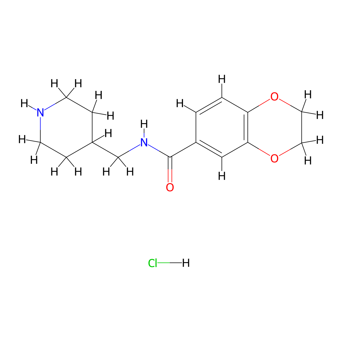 N-(Piperidin-4-ylmethyl)-2,3-dihydrobenzo[b][1,4]dioxine-6-carboxamide hydrochloride molecular structure, CAS 1353947-91-7