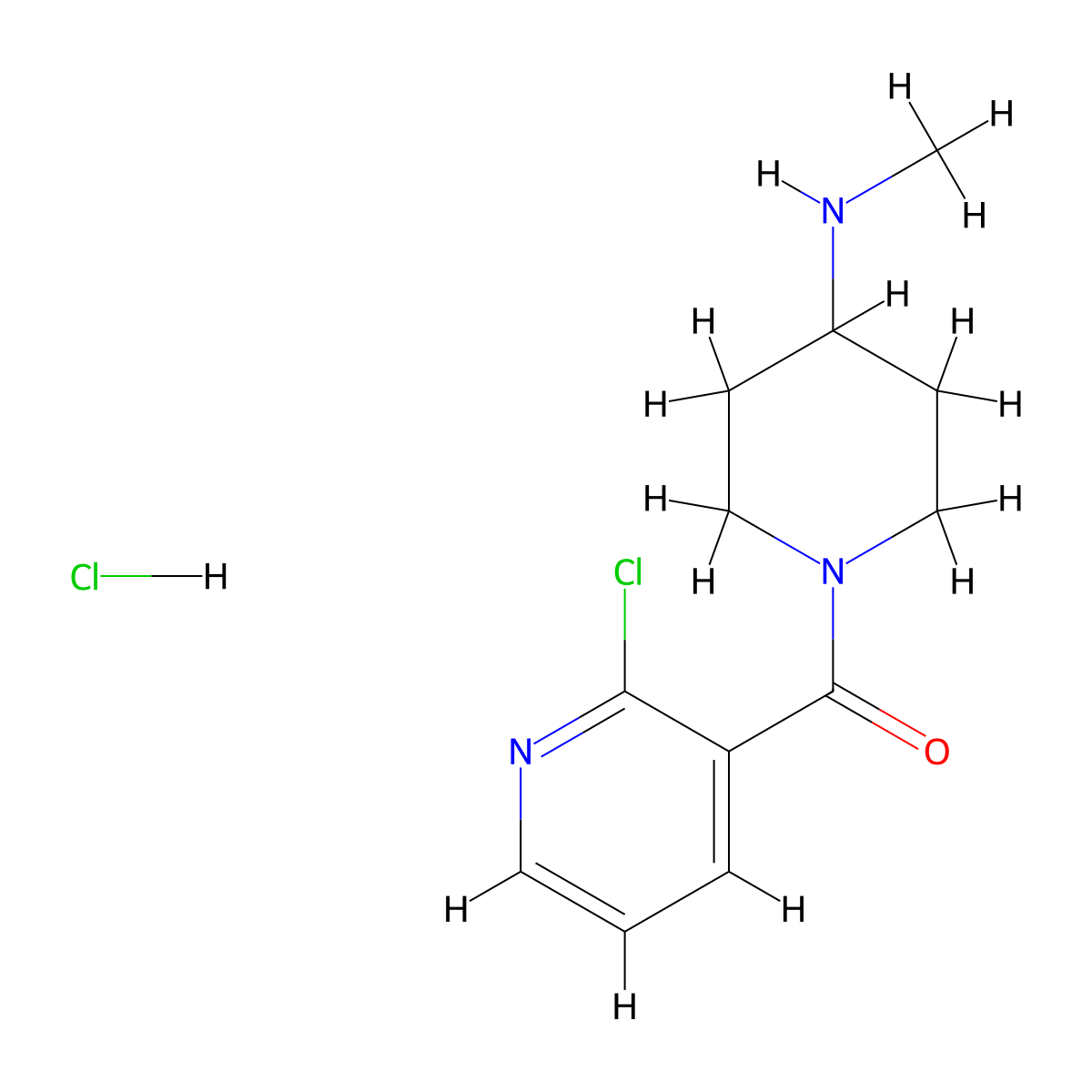 (2-Chloropyridin-3-yl)(4-(methylamino)piperidin-1-yl)methanone hydrochloride molecular structure, CAS 1353947-92-8