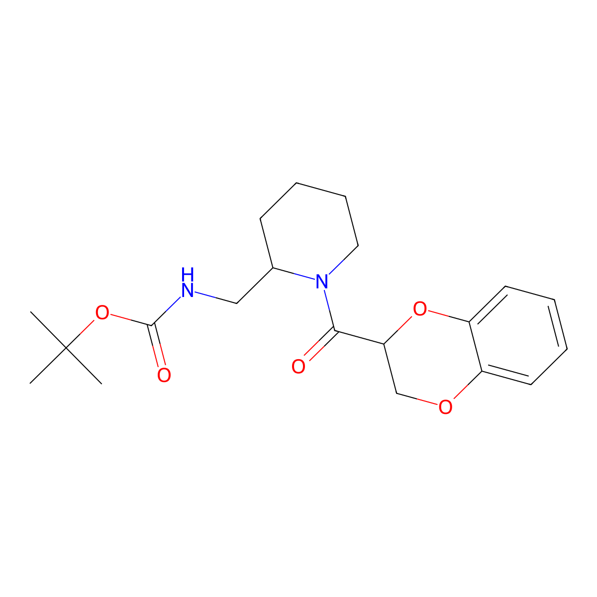 tert-Butyl ((1-(2,3-dihydrobenzo[b][1,4]dioxine-2-carbonyl)piperidin-2-yl)methyl)carbamate molecular structure, CAS 1353948-19-2