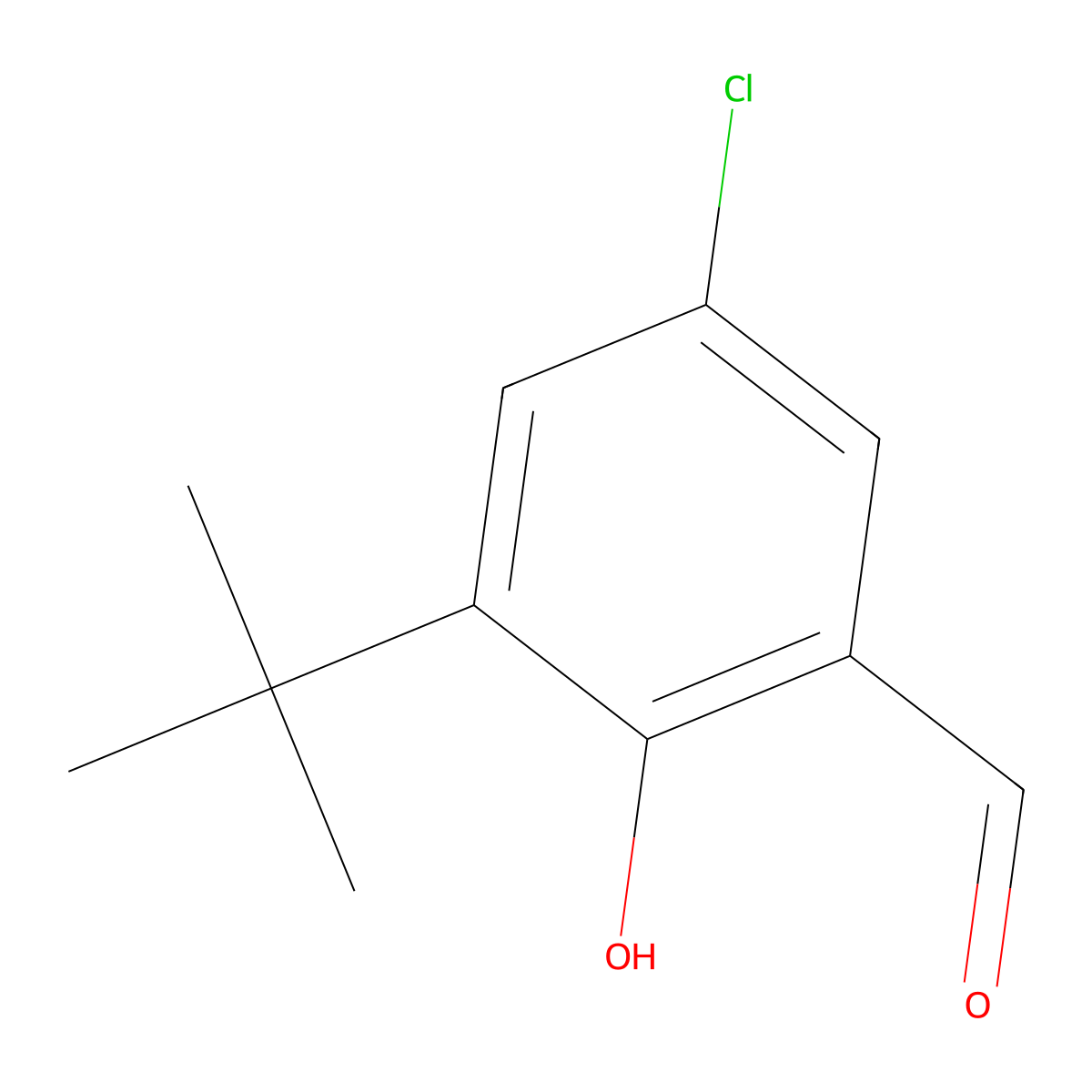 2-Hydroxy-3-tert-butyl-5-chloro-benzaldehyde molecular structure, CAS 135395-82-3