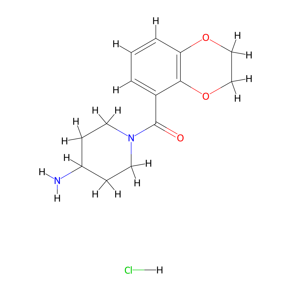 (4-Aminopiperidin-1-yl)(2,3-dihydrobenzo[b][1,4]dioxin-5-yl)methanone hydrochloride molecular structure, CAS 1353951-55-9