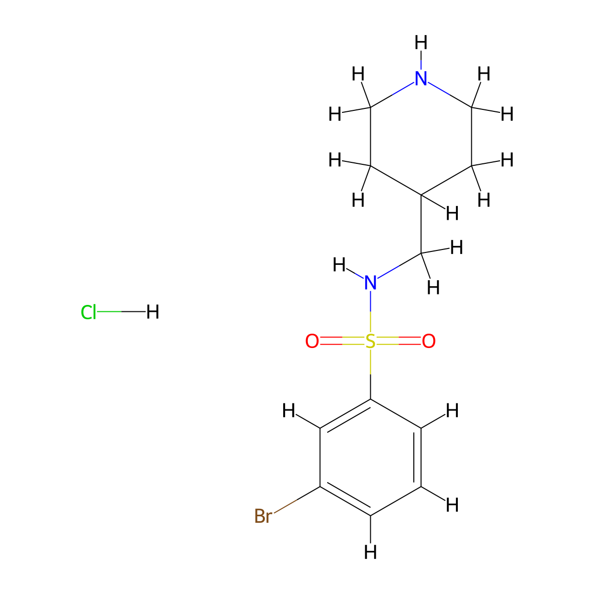 3-Bromo-N-(piperidin-4-ylmethyl)benzenesulfonamide hydrochloride molecular structure, CAS 1353952-00-7