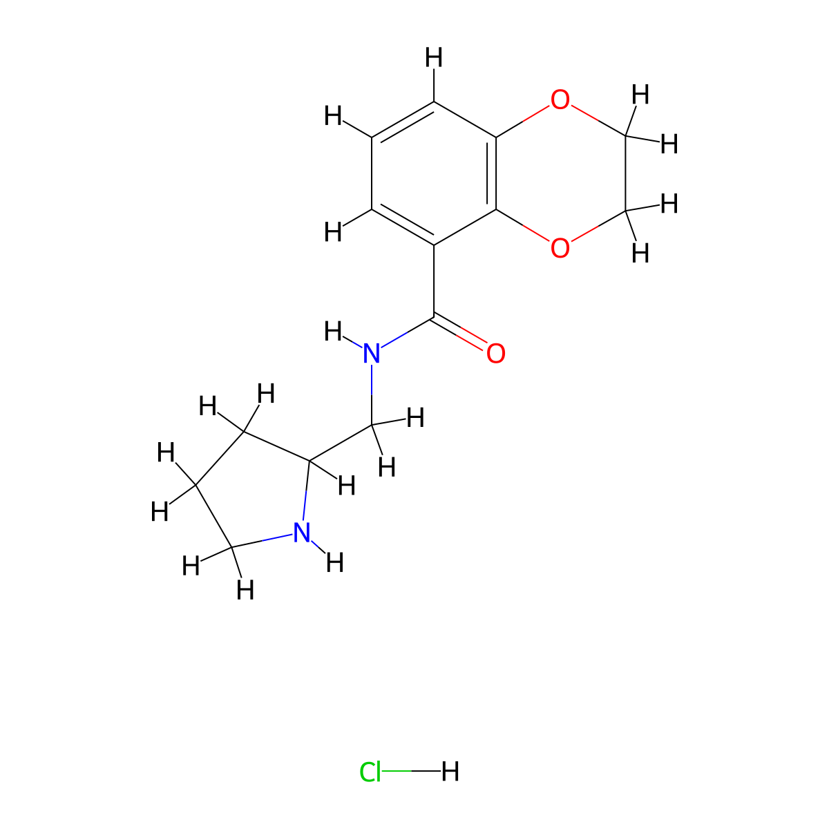 N-(Pyrrolidin-2-ylmethyl)-2,3-dihydrobenzo[b][1,4]dioxine-5-carboxamide hydrochloride molecular structure, CAS 1353952-08-5