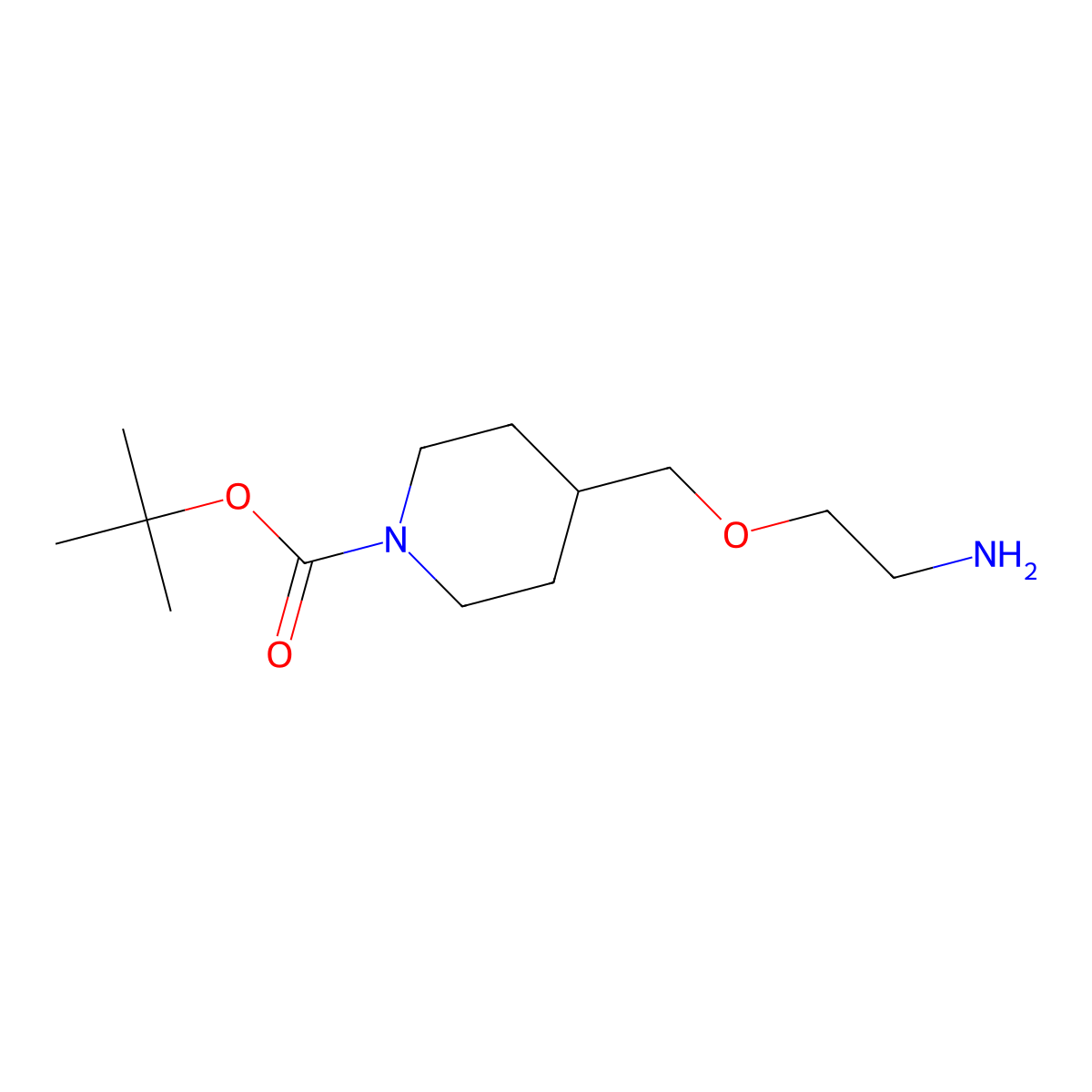 tert-Butyl 4-((2-aminoethoxy)methyl)piperidine-1-carboxylate molecular structure, CAS 1353952-09-6