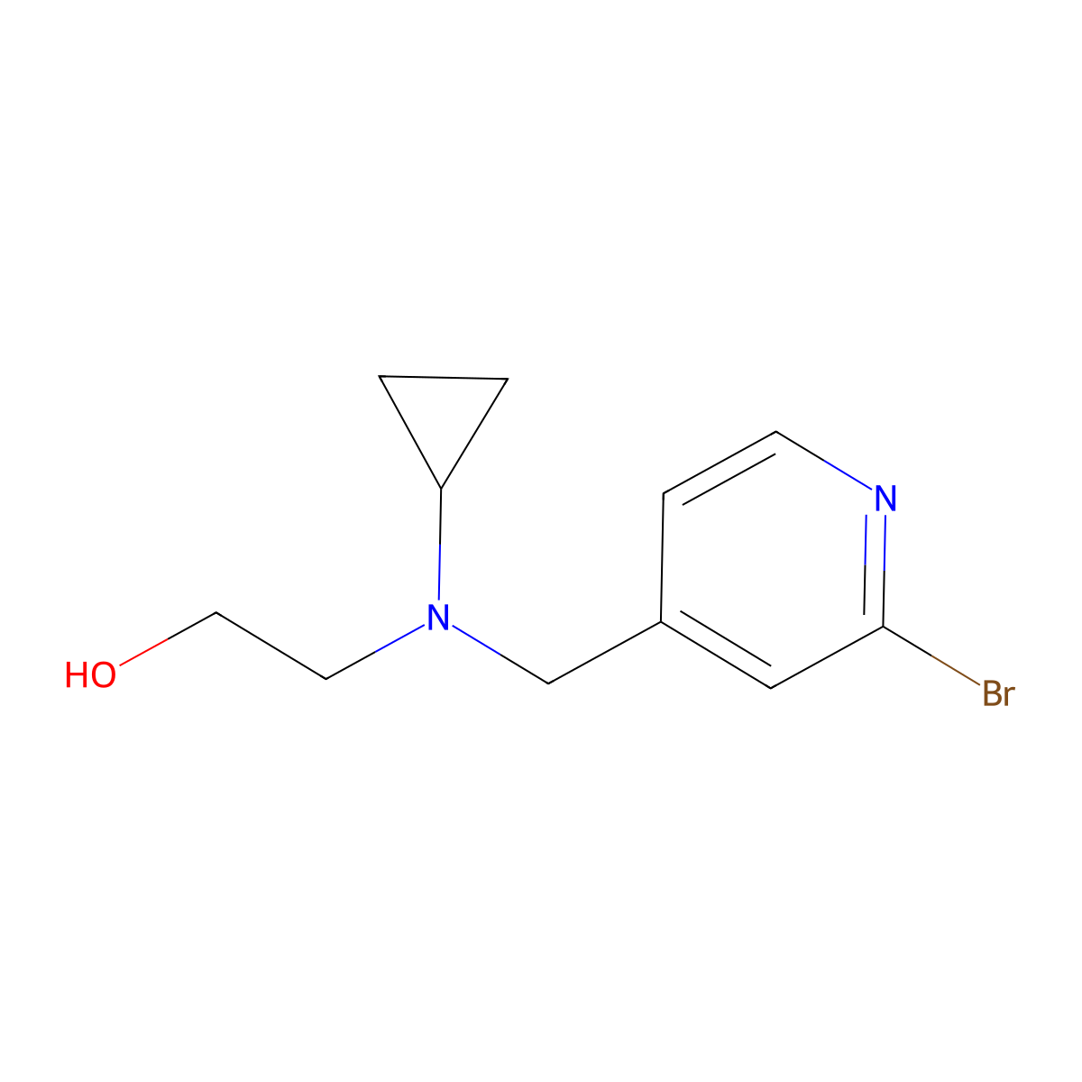 2-(((2-Bromopyridin-4-yl)methyl)(cyclopropyl)amino)ethanol molecular structure, CAS 1353952-68-7