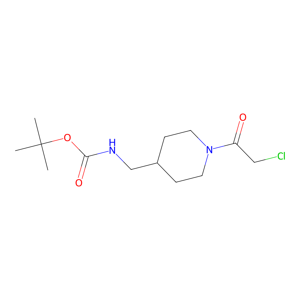 tert-Butyl ((1-(2-chloroacetyl)piperidin-4-yl)methyl)carbamate molecular structure, CAS 1353952-84-7