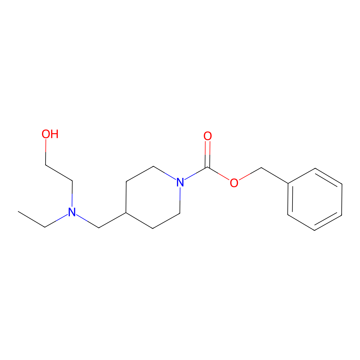 4-{[Ethyl-(2-hydroxy-ethyl)-amino]-methyl}-piperidine-1-carboxylic acid benzyl ester molecular structure, CAS 1353953-14-6