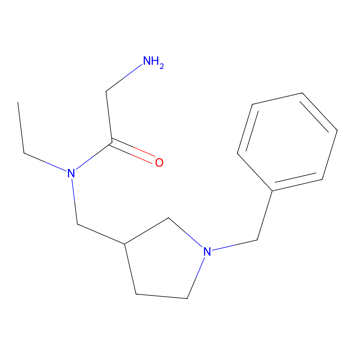 2-Amino-N-((1-benzylpyrrolidin-3-yl)methyl)-N-ethylacetamide molecular structure, CAS 1353953-16-8