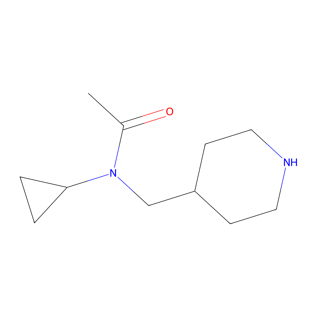 N-cyclopropyl-N-(piperidin-4-ylmethyl)acetamide molecular structure, CAS 1353953-41-9