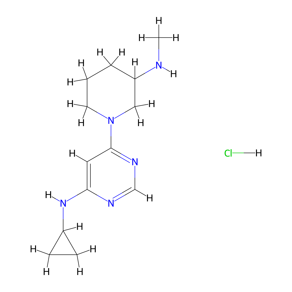 N-Cyclopropyl-6-(3-(methylamino)piperidin-1-yl)pyrimidin-4-amine hydrochloride molecular structure, CAS 1353953-44-2