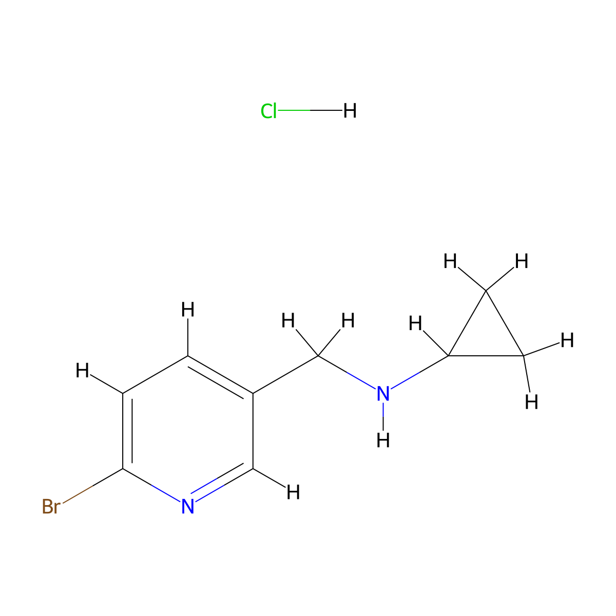 N-((6-Bromopyridin-3-YL)methyl)cyclopropanamine hydrochloride molecular structure, CAS 1353953-53-3