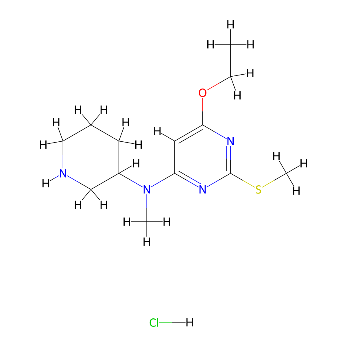 6-Ethoxy-N-methyl-2-(methylthio)-N-(piperidin-3-yl)pyrimidin-4-amine hydrochloride molecular structure, CAS 1353953-56-6