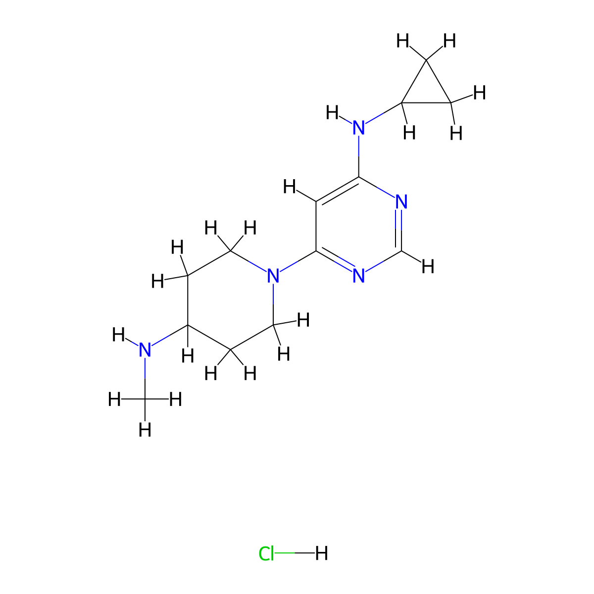 N-Cyclopropyl-6-(4-(methylamino)piperidin-1-yl)pyrimidin-4-amine hydrochloride molecular structure, CAS 1353953-70-4