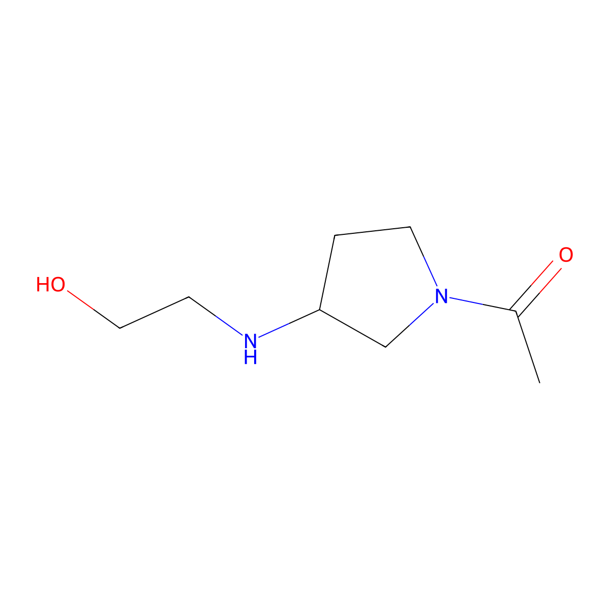 1-[3-(2-Hydroxy-ethylamino)-pyrrolidin-1-yl]-ethanone molecular structure, CAS 1353953-97-5