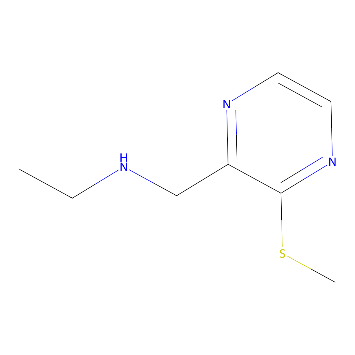Ethyl-(3-methylsulfanyl-pyrazin-2-ylmethyl)-amine molecular structure, CAS 1353954-00-3