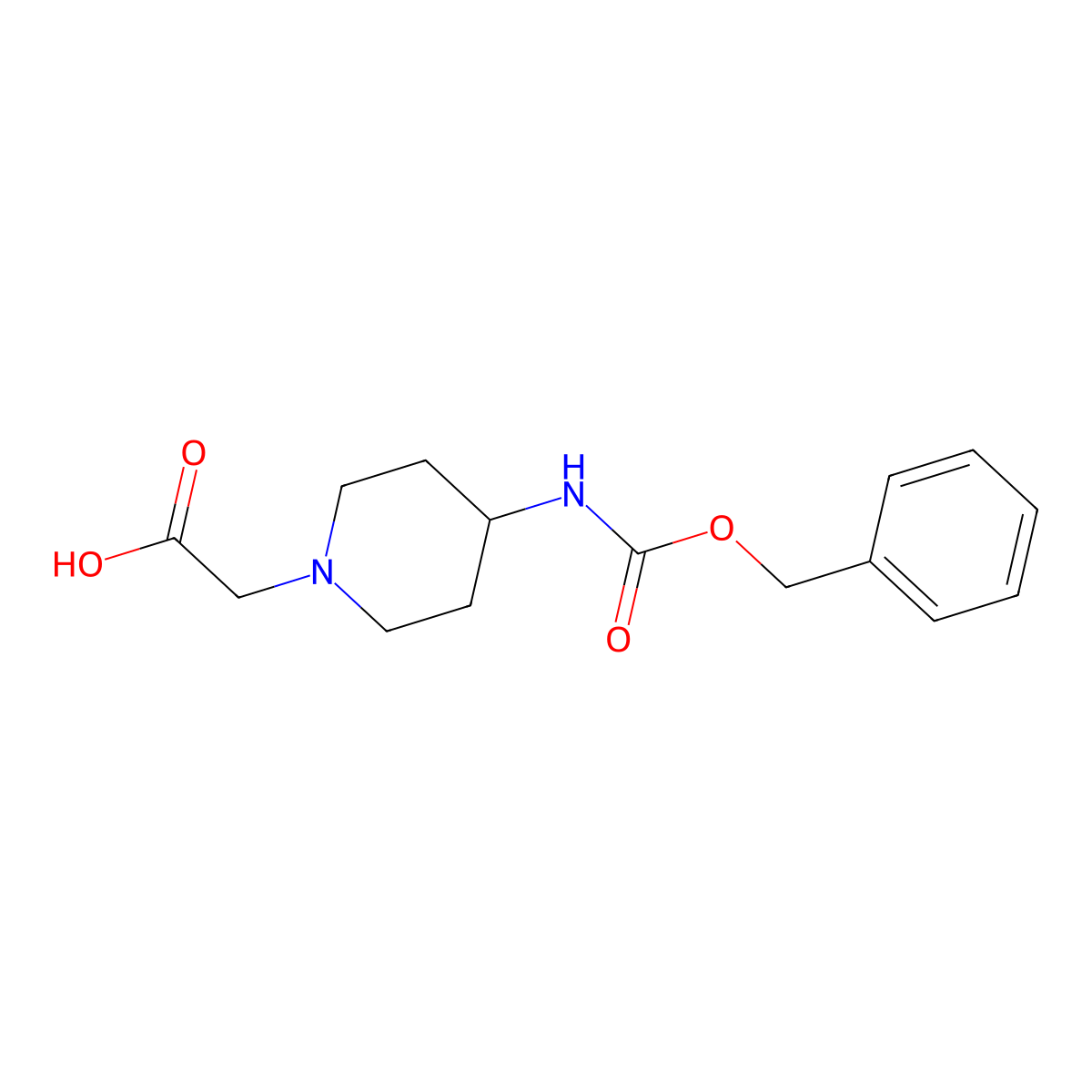(4-Benzyloxycarbonylamino-piperidin-1-yl)-acetic acid molecular structure, CAS 1353954-30-9